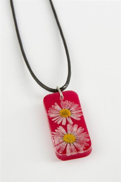 Papatya Dikdörtgen Epoksi Kolye