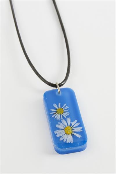 Papatya Dikdörtgen Epoksi Kolye