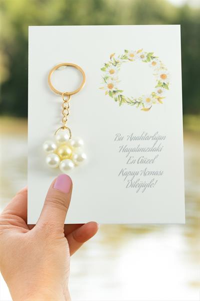 Papatya İnci Anahtarlık