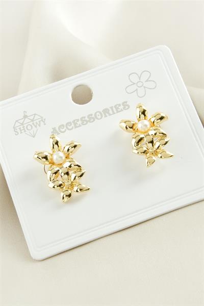 Papatya İnci Metal Küpe