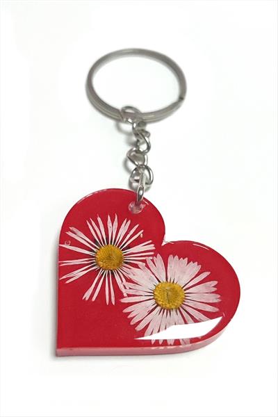 Papatya Kalp Epoksi Anahtarlık