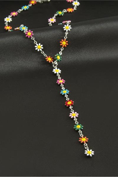 Papatya Mineli Çelik Y Kolye