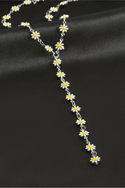 Papatya Mineli Çelik Y Kolye