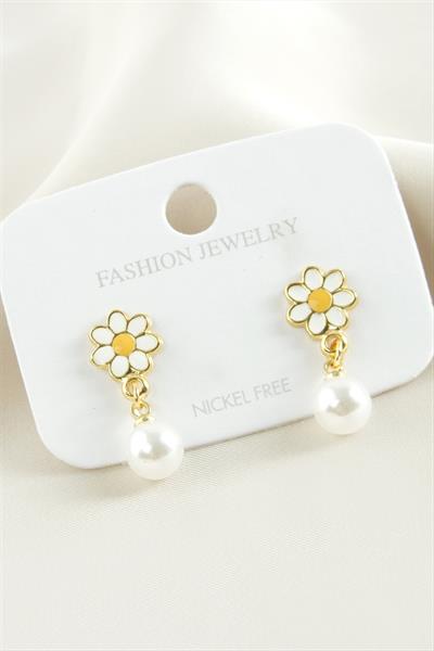 Papatya Mineli İnci Küpe