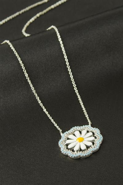 Papatya Mineli Zirkon Taşlı Kolye