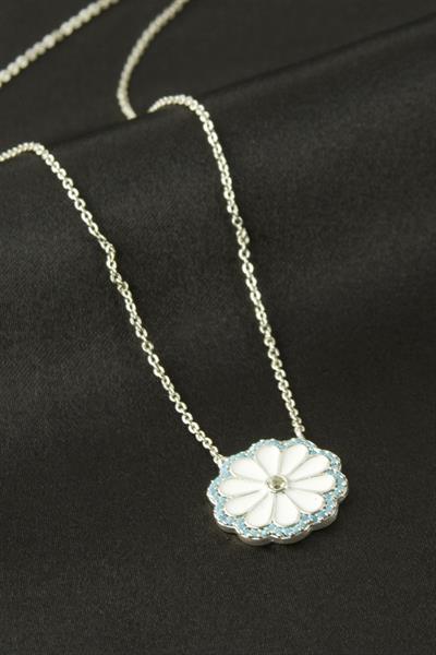 Papatya Mineli Zirkon Taşlı Kolye