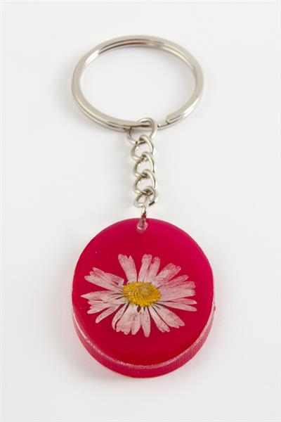 Papatya Oval Epoksi Anahtarlık