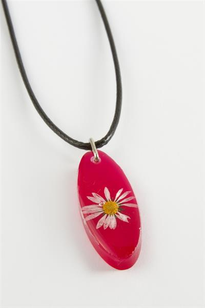 Papatya Oval Epoksi Kolye