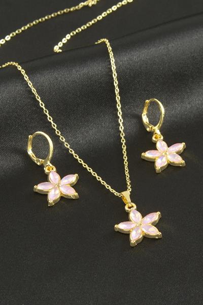 Papatya Taşlı Set Kolye