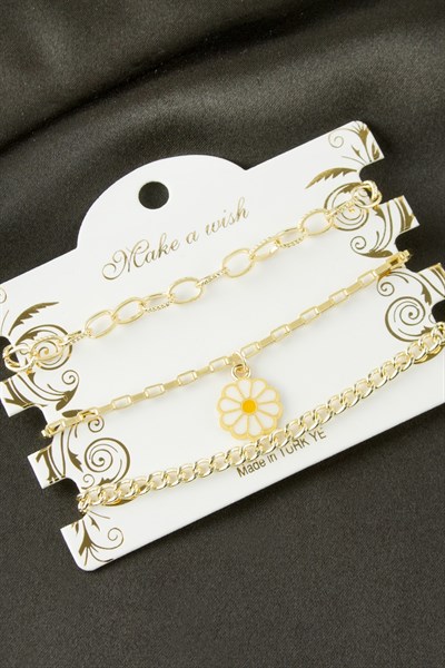 Papatya Zincir Bileklik 3 Adet