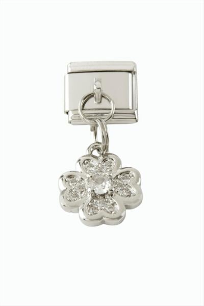 Papatya Zirkon Taşlı Sallatılı Çelik Charm