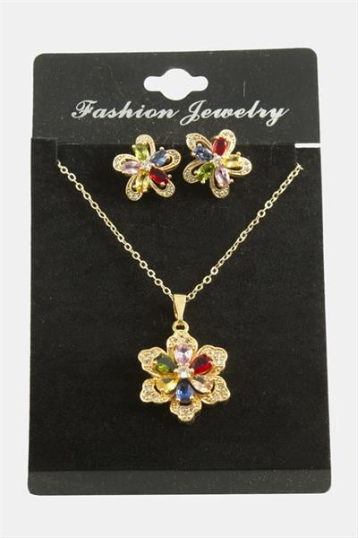 Papatya Zirkon Taşlı Set Kolye