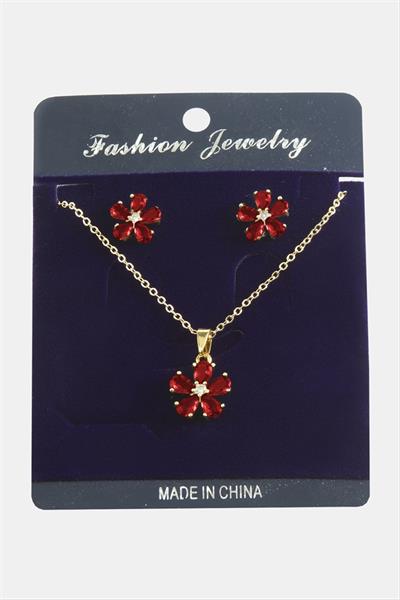 Papatya Zirkon Taşlı Set Kolye