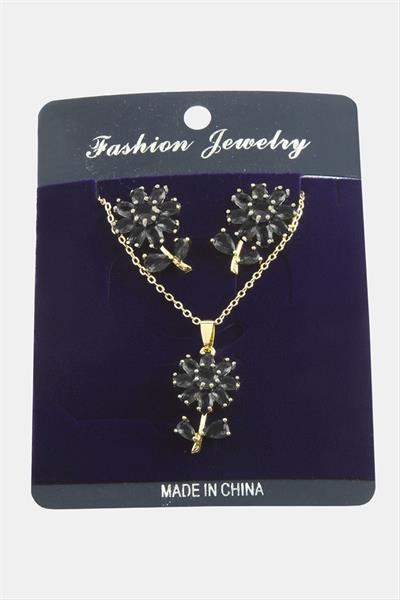 Papatya Zirkon Taşlı Set Kolye