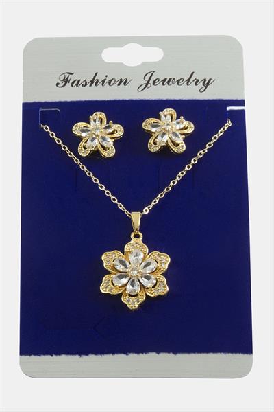 Papatya Zirkon Taşlı Set Kolye