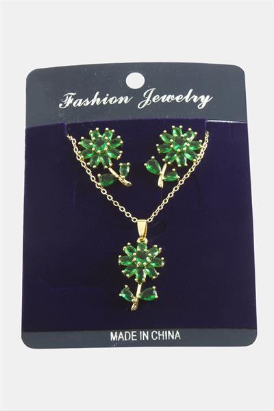 Papatya Zirkon Taşlı Set Kolye