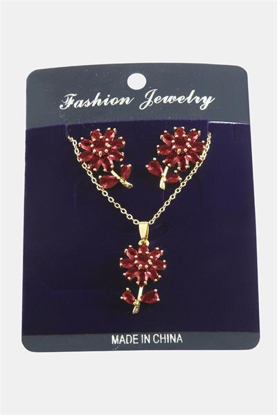 Papatya Zirkon Taşlı Set Kolye