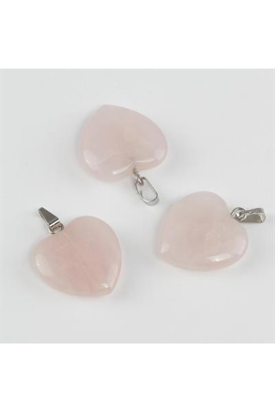 Pembe Kuvars Kalpli Doğaltaş Kolye Ucu