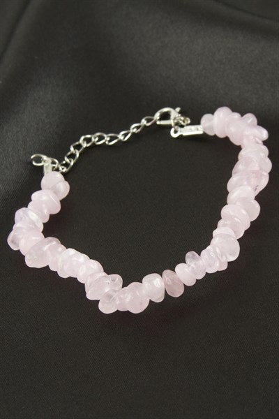 Pembe Kuvars Kırık Doğaltaş Bileklik