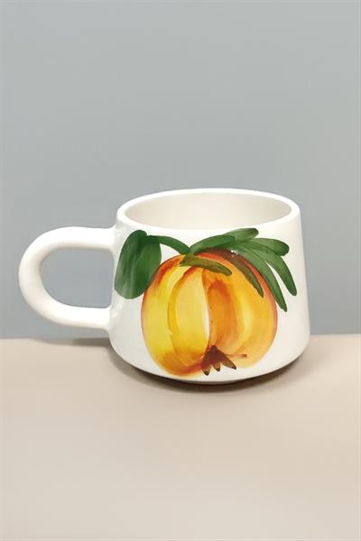 Portakal Desenli Seramik Kupa