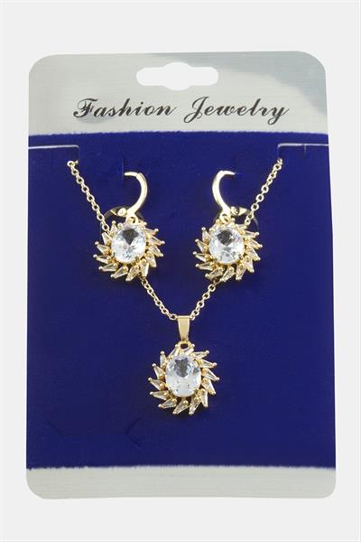 Rüzgar Gülü Zirkon Taşlı Set Kolye