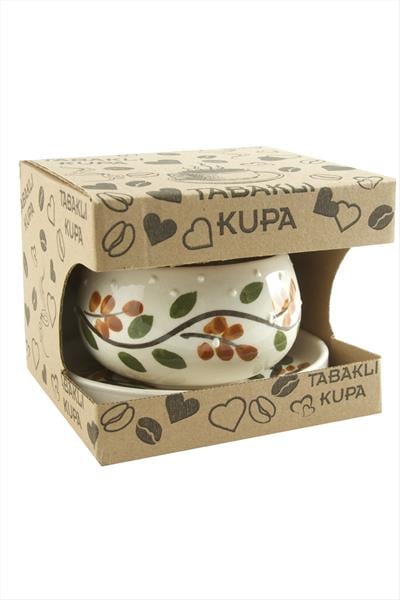 Salkım Desenli Seramik Tabaklı Kupa