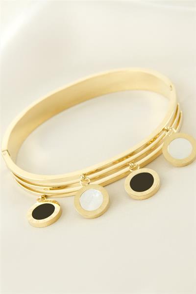 Sedef Lüks Çelik Kelepçe Bileklik