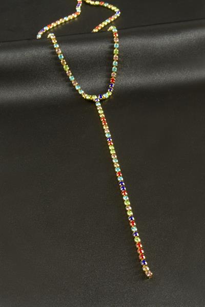 Şerit Taşlı Çelik Y Kolye 2 mm