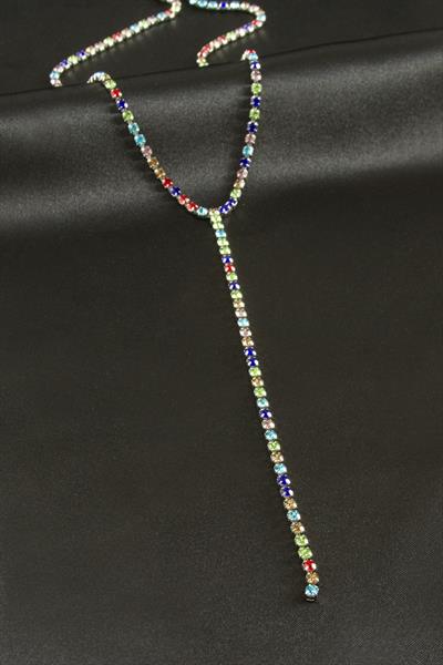 Şerit Taşlı Çelik Y Kolye 4 mm