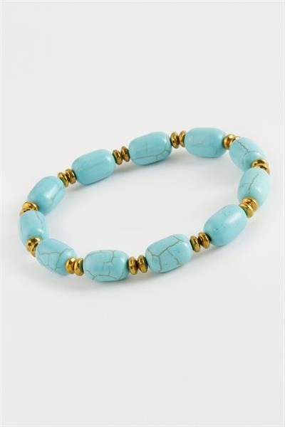 Silindir Turkuaz Doğaltaş Bileklik