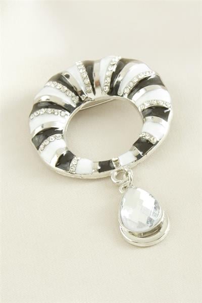 Simit Mineli Taşlı Broş