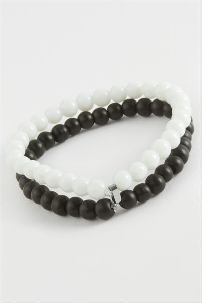 Siyah Beyaz Doğaltaş Bileklik 6 mm