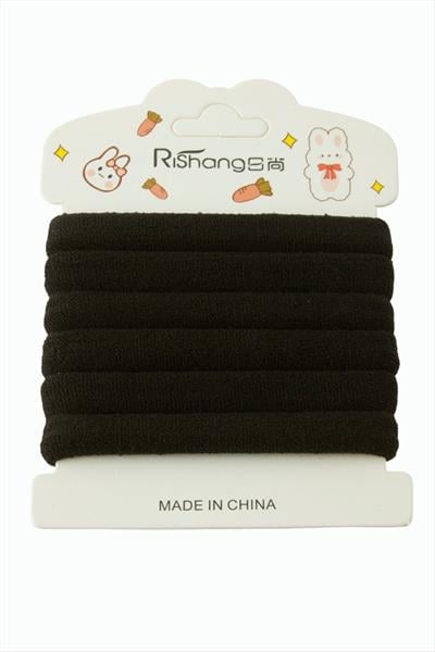 Siyah Havlu Lastikli Toka 6 Adet