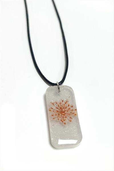 Sultanotu Çiçeği Dikdörtgen Epoksi Kolye