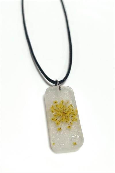 Sultanotu Çiçeği Dikdörtgen Epoksi Kolye