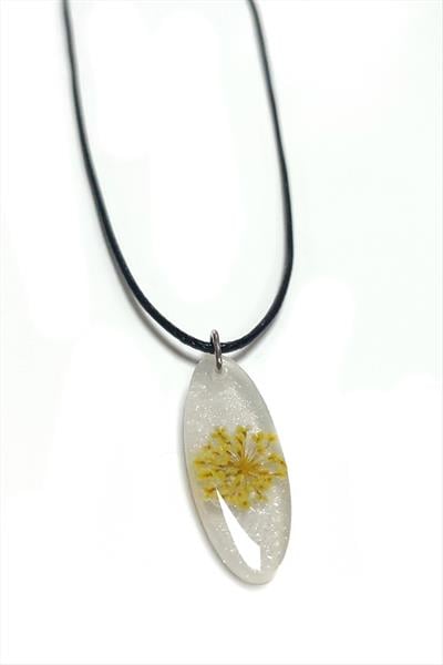 Sultanotu Çiçeği Oval Epoksi Kolye