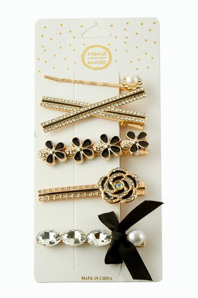 Taşlı Kelebek İnci Pens Toka 5 Adet