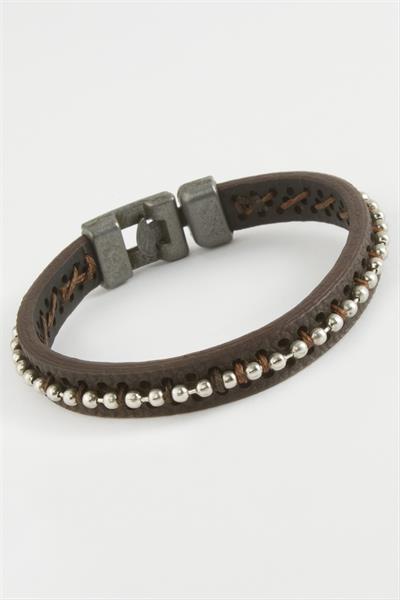 Top Metal Boncuklu Kaliteli Suni Deri Bileklikc