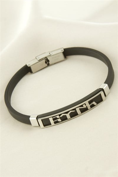 Türk Yazılı Deri Çelik Bileklik