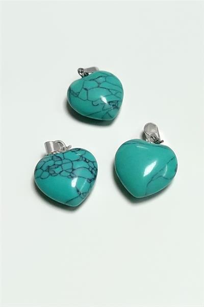 Turkuaz Kalpli Doğaltaş Kolye Ucu Küçük 1,5 cm