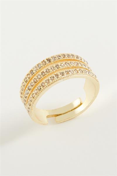 Üç Sıra Zirkon Taşlı Yüzük