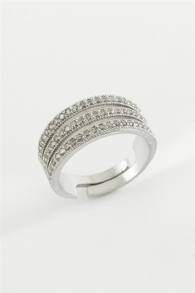 Üç Sıra Zirkon Taşlı Yüzük