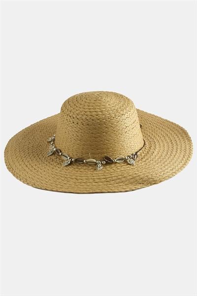 Üçgen Deniz Kabuğu Hasır Şapka