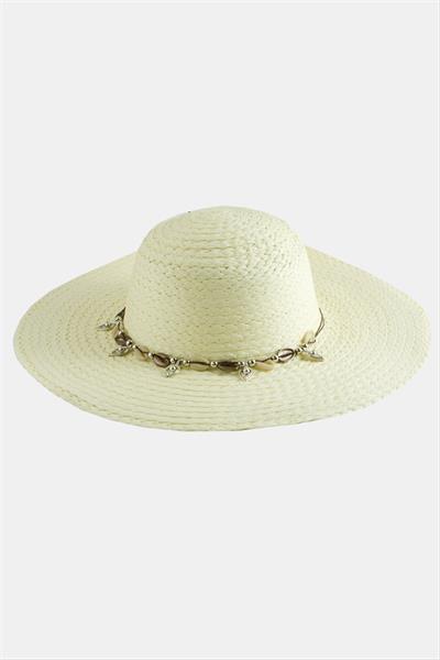 Üçgen Deniz Kabuğu Hasır Şapka