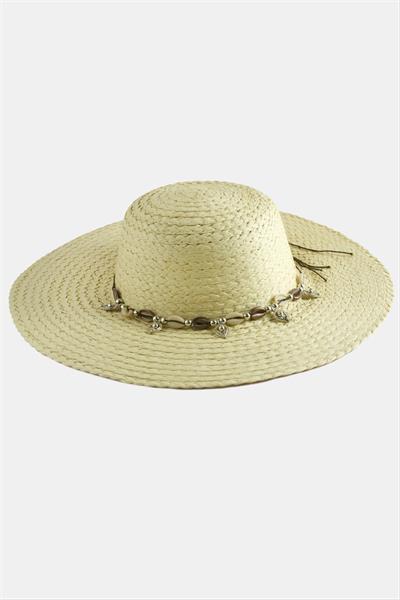 Üçgen Deniz Kabuğu Hasır Şapka