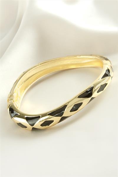 Üçgen İşlemeli Mineli Kelepçe Bileklik