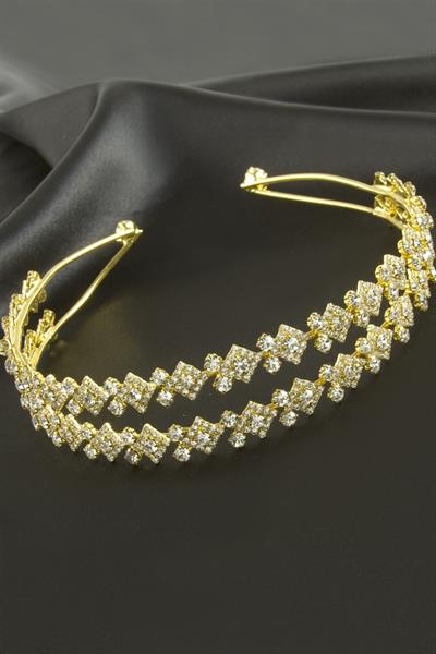 Üçgen Lüks Taşlı Gelin Tacı