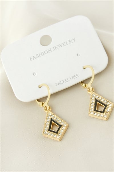 Üçgen Taşlı Metal Küpe