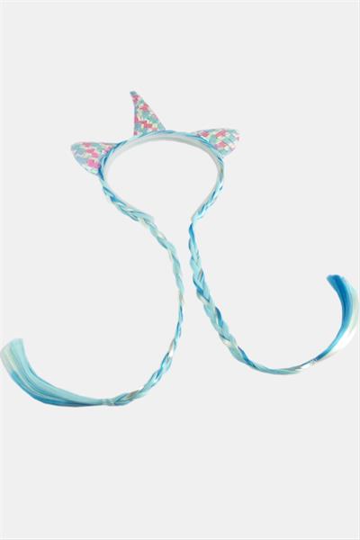 Unicrn Renkli Kulaklı Örgülü Taç