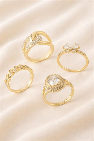 Xuping Karışık Lüks Zirkon Taşlı Çelik Yüzük 1 Adet